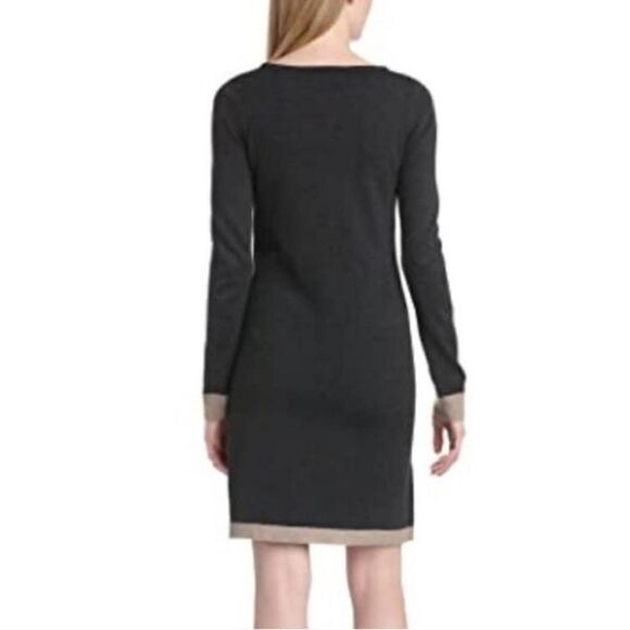 Eliza J long sleeve scoop neck  shift sweater dress with diamond pattern (large) - Picture 7 of 11